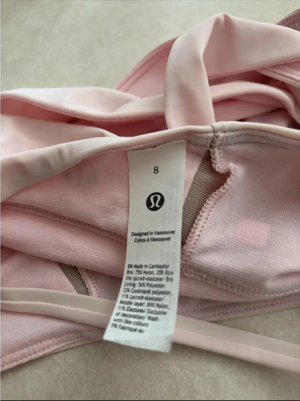 lululemon athletica Wrap-Front Light Pink Still Now Bra